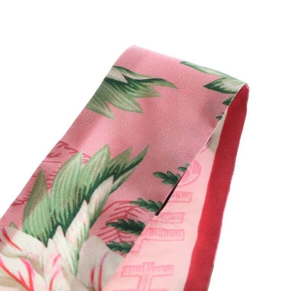 Gucci Flower Floral Pattern Silk Neck Bow Scarf Pink Women's 631432 - Picture 2 of 6